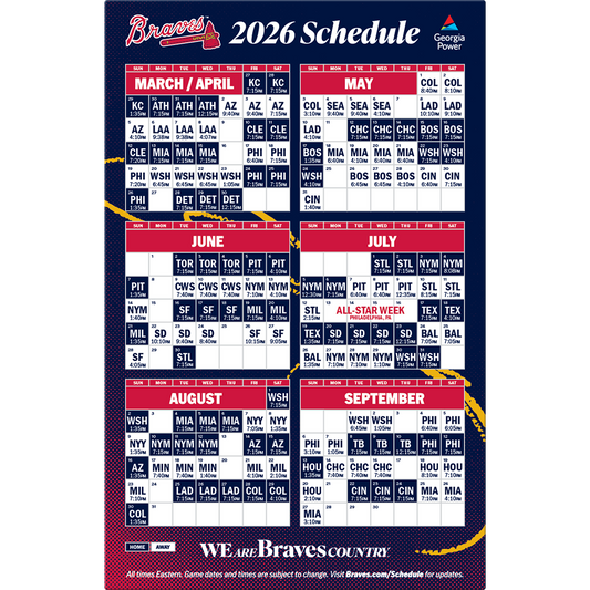 2026 Atlanta Braves Magnetic Schedule & Opening Day Program