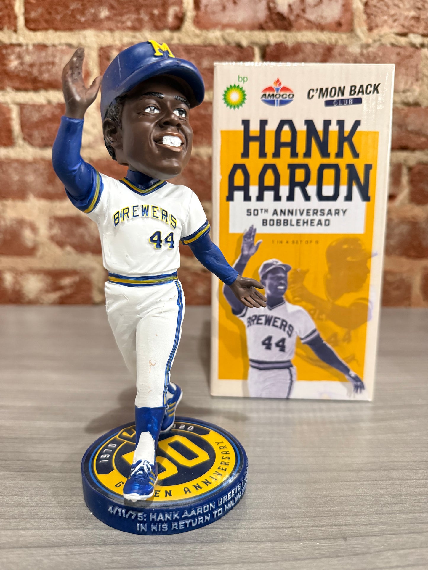 Hank Aaron Milwaukee Brewers 50th Anniversary Bobblehead