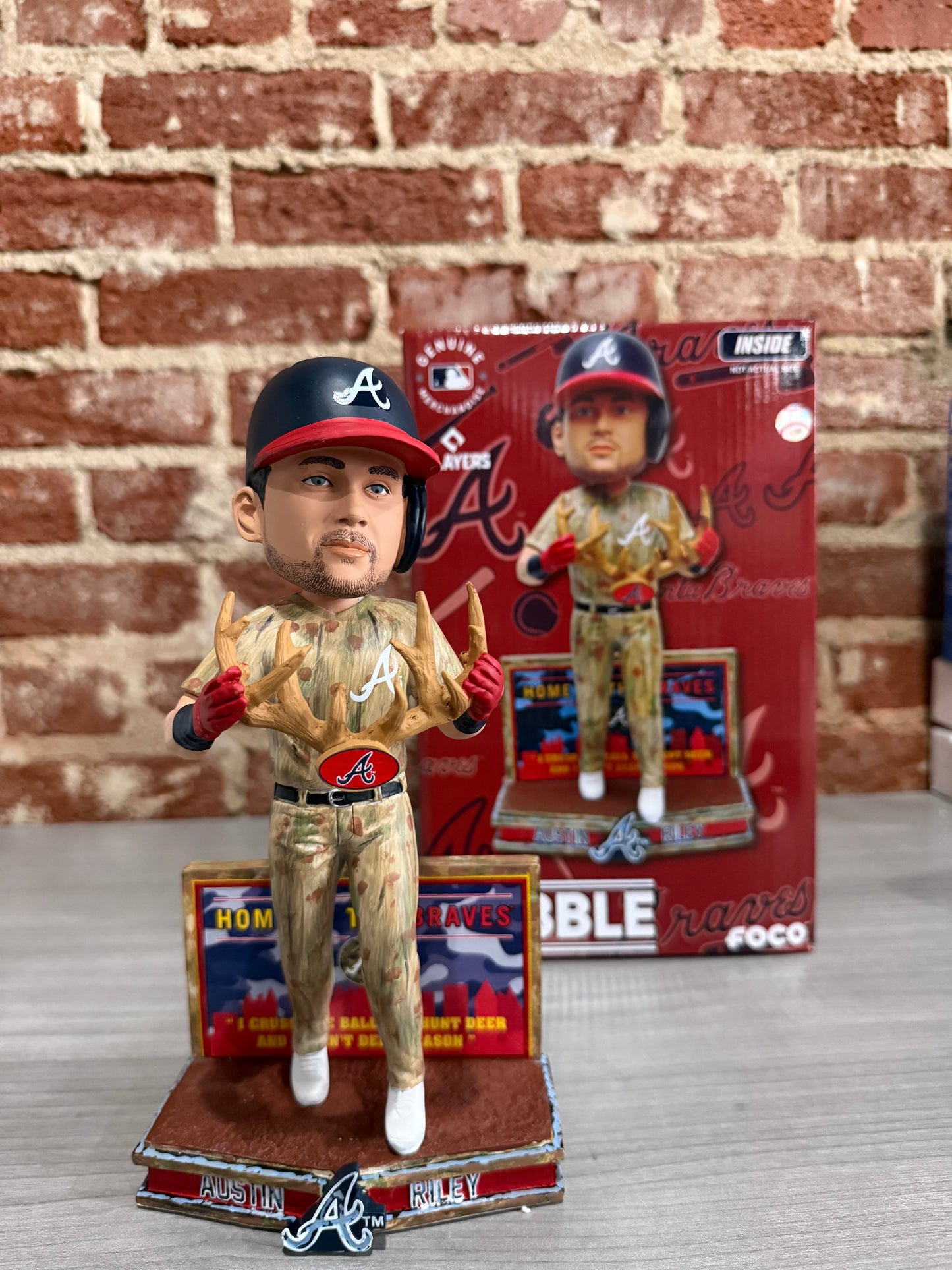 Austin Riley Atlanta Braves Camo Hunting Bobblehead #/360