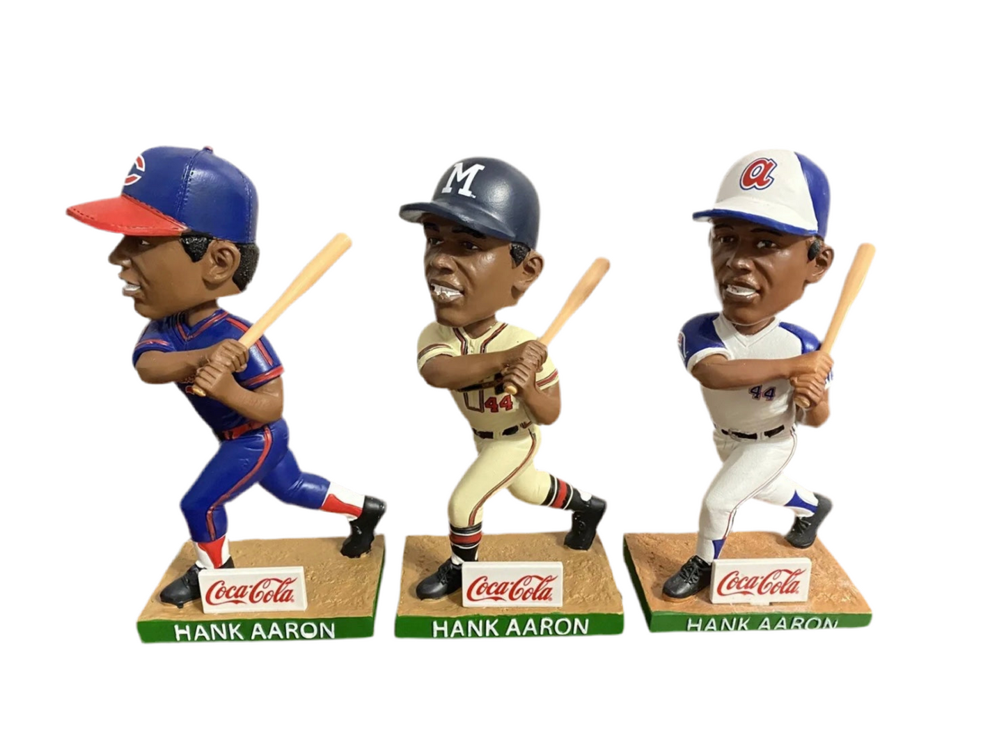 Hank Aaron Three Bobblehead Set