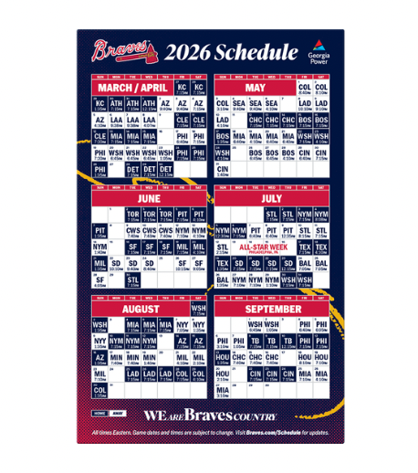 2026 Atlanta Braves Magnetic Schedule & Opening Day Program
