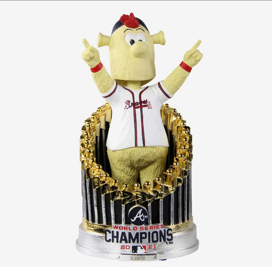 Blooper Atlanta Braves 2021 World Series Mascot In Trophy Bobblehead FOCO